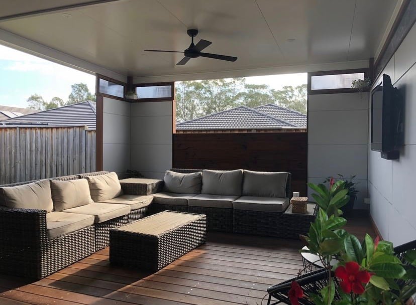Spotted gum deck with insulated panel roof