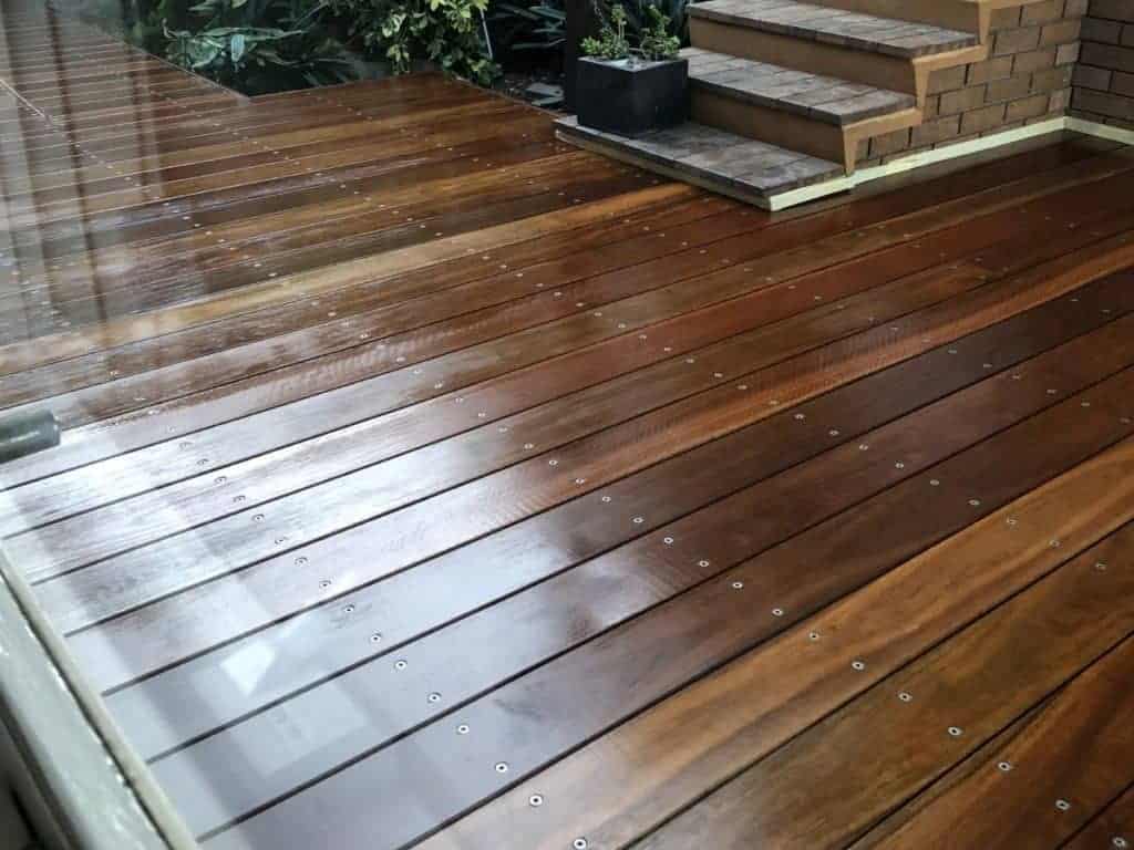A freshly oiled Spotted Gum Deck