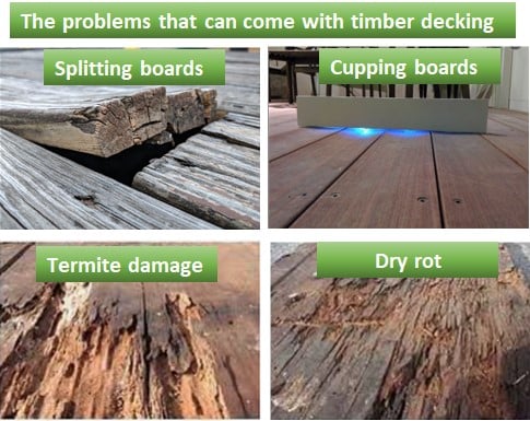Problems with cupping and cracking timber deck boards