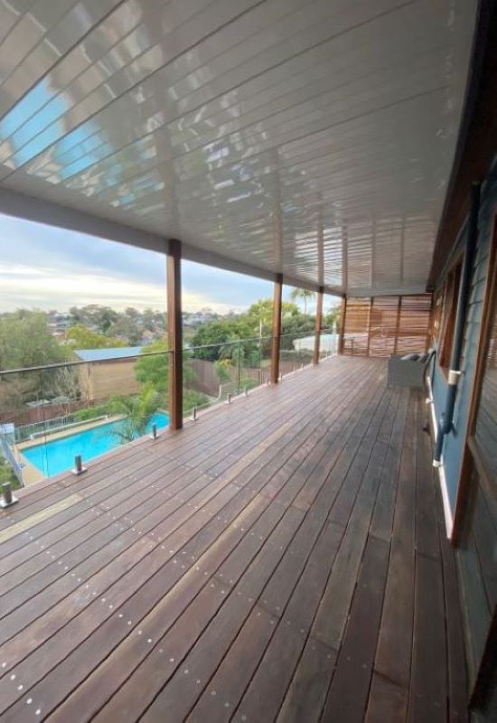 Spotted gum deck before being oiled