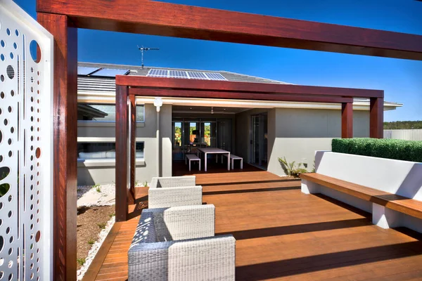 timber deck with lounge area