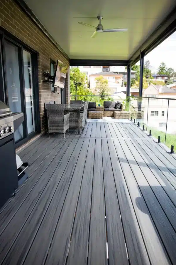Composite decking on a balcony