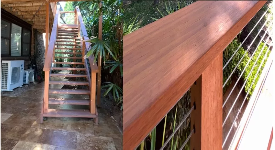 External timber staircase