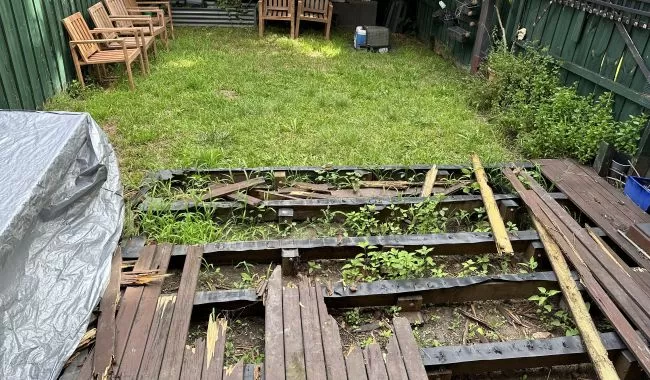 Rotten timber deck